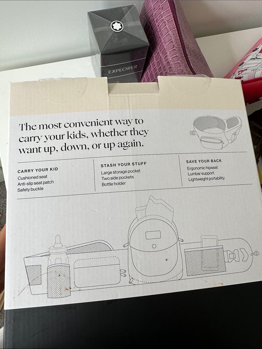 Tush Baby Grey Strapless Baby Hipseat - Picture 2 of 6